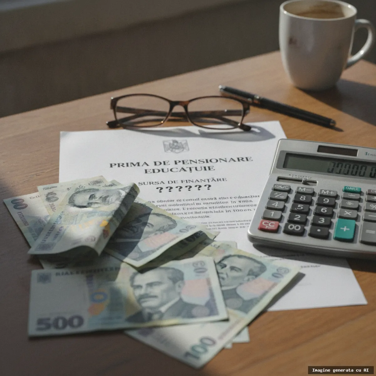 Prima de pensionare pentru profesori: de unde vin banii? (imagine generată cu AI)