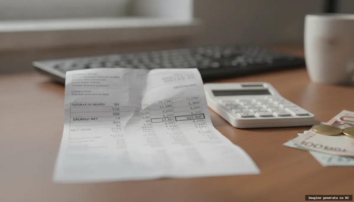 Salariul minim pe economie net: cât rămâne în mână și ce se reține (imagine generată cu AI)