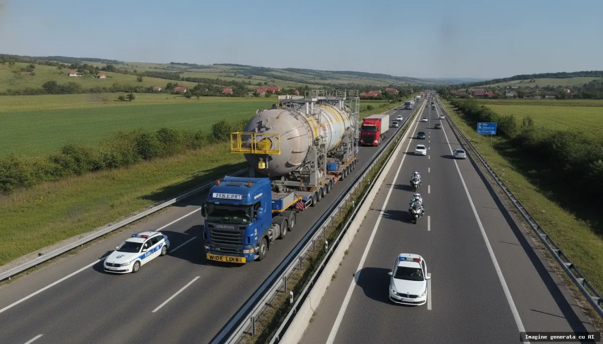 Transporturi agabaritice pe șoselele din România: trasee, restricții și sfaturi (imagine generată cu AI)